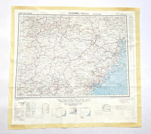 デッド イギリス軍 エスケープ マップ スカーフ RAF 桂林 福州 ビンテージ 地図 1950s 両面プリント 中国 ロイヤルエアフォース 空軍