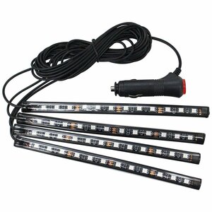 ブルー/青 イルミネーション フットライト LEDテープライト 12V LEDネオンライト フロアライト シガーソケット式 車内用品