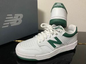 新品未使用品　大人気！25cmニューバランス（new　balance）レディーススニーカーBB480LNGホワイトグリーン白緑