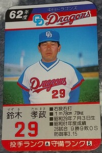 タカラプロ野球カードゲーム昭和６２年度中日ドラゴンズ 鈴木孝政