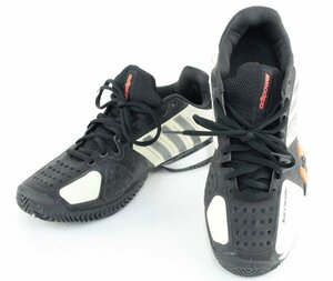 【中古品】adidas アディダス barricade バリケード テニスシューズ V23749 ブラック×ホワイト×レッド 26cm：