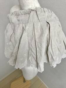  lovely [ Mezzo Piano mezopiano] beige * pleat * pants skirt * embroidery size 130cm*9 -years old 