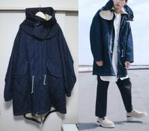 anachronorm アナクロノーム インディゴ デニム キルティング モッズコート L ～ XL 　M65　DENIM QUILTING FISH TAIL COAT _画像1