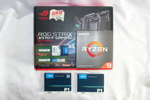 AMD Ryzen 9 5900X BOX+ROG STRIX X570-F GAMING+DDR4-3200 32GB(16GB×2枚) CT2K16G4DFD832A+CT1000P1SSD8JP×2個セット