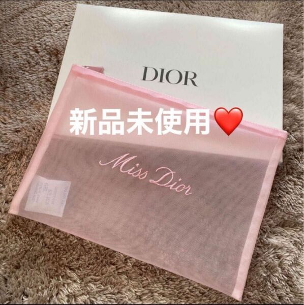 【新品未使用】Dior ディオール ノベルティ ミスディオール オリジナル ポーチ ピンク メッシュ ミニミス 箱有り