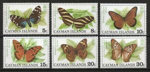 切手 G394 ケイマン諸島 昆虫 蝶 6V完 1977年発行 未使用