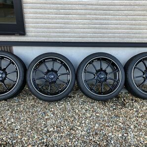 ADVAN RZ2F 18インチ 7.5j +50 PCD100-5Hグロスブラック/DUNLOP DIREZZA ディレッツァ DZ102 225 40 R18 22年製 9部山 軽量アルミ 送料無料の画像1