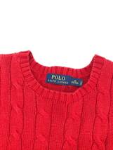 □POLO RALPH LAUREN 長袖ニット M(175/96A) 赤 ポロラルフローレン メンズ ケーブル 綿100％ ロゴ刺繍 複数落札同梱OK B240209-2_画像6