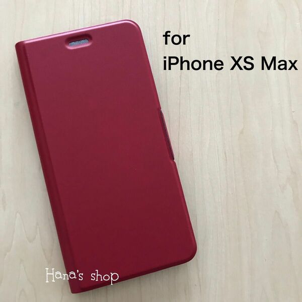 iPhoneXS Max 薄型 スリム 磁石付 手帳型 ケース レッド