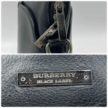 1円 【美品】BURBERRY BLACK LABEL バーバリーブラックレーベル ショルダーバッグ サコッシュ レザー メンズ ビジネス 斜め掛け 黒_画像9