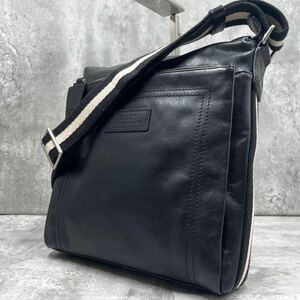 1円【極美品】BALLY バリー ショルダーバッグ メンズ ビジネス ボディ メッセンジャー トレスポ レザー 本革 ロゴ 斜め掛け ブラック