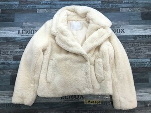 CECIL McBEE Cecil McBee lady's polyester fur boa fleece double snap-button jacket M ivory 