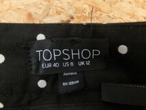 TOPSHOP トップショップ レディース ウエストリボン ドット 水玉柄 コクーンスカート 黒×白 40_画像2