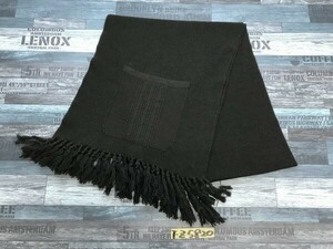 A.T lady's wool nylon acrylic fiber with pocket fringe knitted muffler olive 