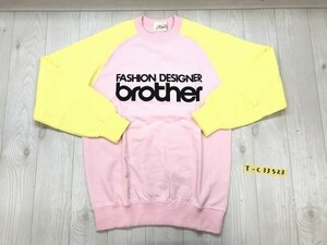 タグなし新品！Tan Luis レディース brotherプリント バイカラー トレーナー ピンク黄色