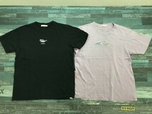 WC ダブル シー レディース メンズ シャーク・恐竜刺繍入り 半袖Tシャツ 2点セット まとめ売り F 紫ピンク・黒_画像1