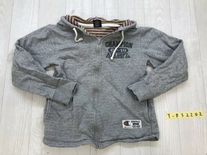 Champion チャンピオン キッズ ロゴプリント フーディー パーカー 150 杢グレー