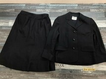 I・WA・TA レディース 絹98% 日本製 肩パッド 薄手 ジャケット・スカート スーツ上下セットアップ 紺_画像1