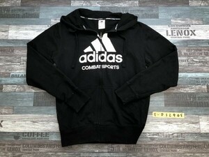 ADIDAS アディダス メンズ ロゴプリント 薄手 フーディー パーカー L 黒