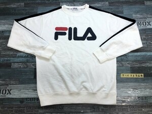 FILA フィラ メンズ ロゴプリント サイドライン トレーナー M 白紺