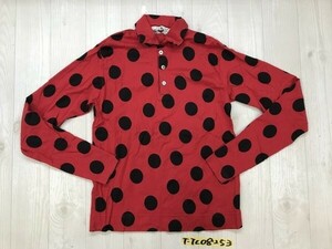 DETTY*S SHINJI lady's polka dot ladybug pattern polo-shirt with long sleeves 9 number red 