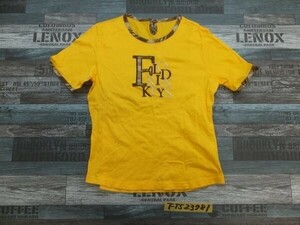 FLORIDALEYS レディース 日本製 ビッグロゴ刺繍 半袖Tシャツ 黄色茶ベージュ