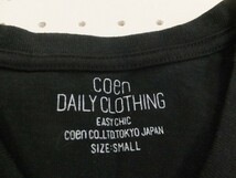 Coen コーエン メンズ くま ワンポイント刺繍入り ポケット付き Vネック Tシャツ 黒 ブラック S_画像2