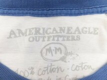 AMERICAN EAGLE アメリカンイーグル メンズ 綿 バイカラープリント 半袖Tシャツ M 白青_画像2