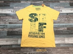 新品！WONDERFUL レディース 英字 町 イラスト プリント 半袖Tシャツ M マスタード