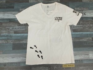 UVER WORLD × タワレコ メンズ レディース Vネック バックプリント 半袖Tシャツ L 白黒