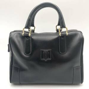 【1円スタート】CELINE セリーヌ ハンドバッグ ミニボストン レザー ブラック 黒 マカダム トリオンフ ゴールド金具