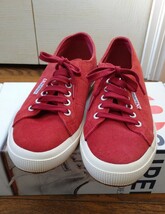 稀少 スペルガ スエード SUPERGA ユナイテッドアローズ 別注 赤 スニーカー 25.5㎝ EU41_画像1