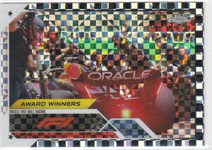 RED BULL (VERSTAPPEN / PEREZ) 2023 TOPPS CHROME FORMULA 1 F1 BLACK CHECKER FLAG REFRACTOR