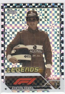 AYRTON SENNA 2023 TOPPS CHROME FORMULA 1 F1 LEGENDS BLACK CHECKER FLAG REFRACTOR