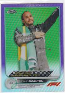 LEWIS HAMILTON (MERCEDES) 2022 TOPPS CHROME FORMULA 1 F1 PURPLE REFRACTOR (#/399) #169