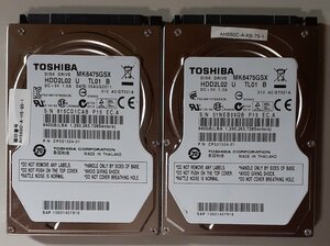 4224 2.5インチ 内蔵SATAハードディスク 640GB 東芝 MK6475GSX 2個 9.5mm 5400rpm 正常 使用2447/10850時間 Mac/Win