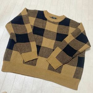 3838* COMME CA ISM Comme Ca Ism tops knitted sweater crew neck sweater lady's 11 Brown check pattern 