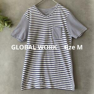 GLOBAL WORK ボーダーTシャツ ブルー