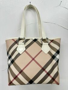 【未使用品】BURBERRY バーバリー ノバチェック トートバッグ PVC レザー ベージュ系 