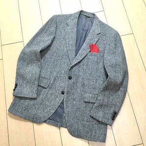 美品★ハリスツイード ツイード ジャケット Harris Tweed テーラード クルミ釦 ミックスツイード メンズ 秋冬 XL位 A319の画像2