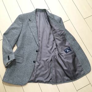 美品★バーバリー ツイード ジャケット アンゴラ混 BURBERRY テーラード ヘリンボーン メンズ 秋冬 AB7 XL位 A389