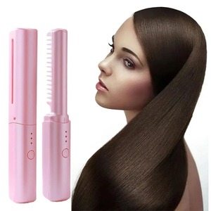  popular commodity * Mini heat brush cordless USB rechargeable comb iron hair iron brush type negative ion compact carrying 