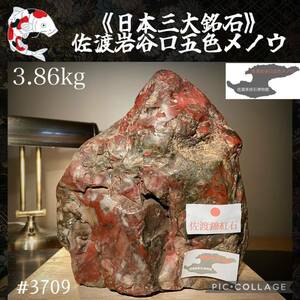 【信濃美術石博物館】 水石 佐渡岩谷口五色メノウ 横18×高20cm3.86kg佐渡赤玉石 佐渡錦紅石 赤玉赤石盆栽骨董盆石鑑賞石観賞石太湖石 3709