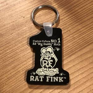 Rat Fink #1 ラバー キー リング キーホルダー ブラック アイボリープリント ムーンアイズ キーリング 84円発送可