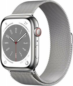 Apple Watch Series 8（GPS + Cellular）45mm シルバーステンレスケースとシルバーミラネーゼループ 試着のみ極美品