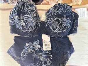  half-price and downward! new goods unused tag attaching!WACOAL Wacoal lazeLASEE gorgeous lace bra navy blue color D75