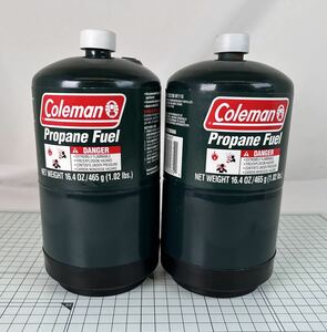 未使用品　コールマン US プロパンガス 二本セット プロパン ボンベ Coleman キャンピングガス 米軍 ミリタリー カセットボンベ 傷あり　IM