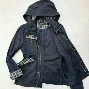 極美品 BURBERRY BLACK LABEL 2way M ナイロンジャケット ミリタリー フード脱着可 ブルゾン ノバチェック バーバリーブラックレーベル