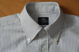 美品・Marker's Shirt/鎌倉シャツ、ボタンダウン・オックスフォード・キャンディストライプ、青