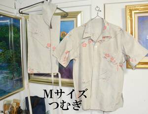  silk aloha shirt +. middle fundoshi + black cat undergarment fundoshi. 3 point set *M size * pongee * silk * silk B-1